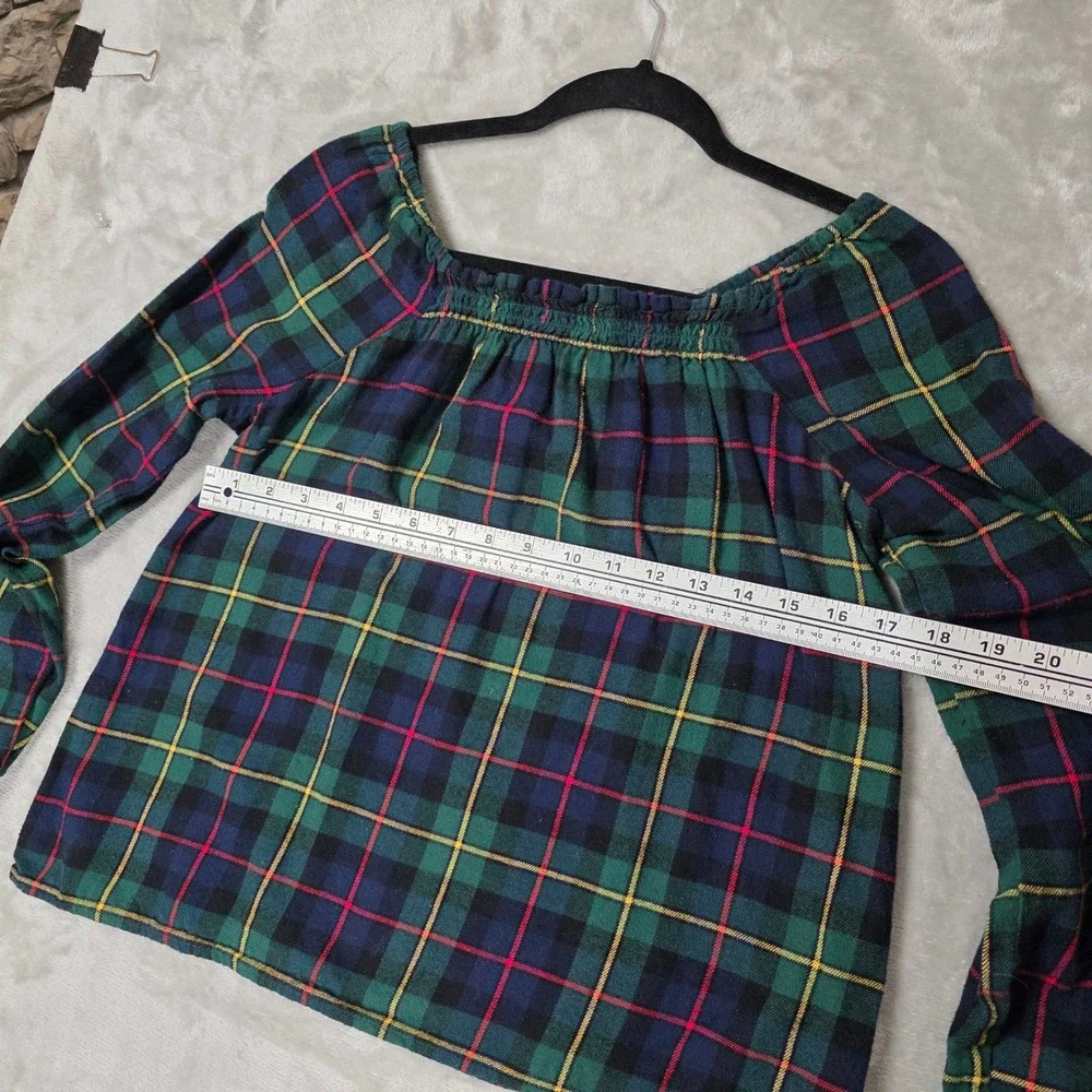 The Children's Place Plaid Flannel Smocked Top Girls 14 XL Academia Peasant Good